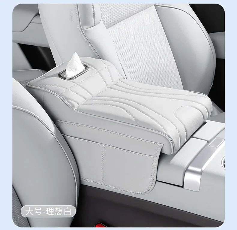 For jaecoo j7 JETOUR T2 Haval H9 2rd 2024 2025 Car Armrest Box Height Increase Pad with Storage Bag Car Leather Protective Cover