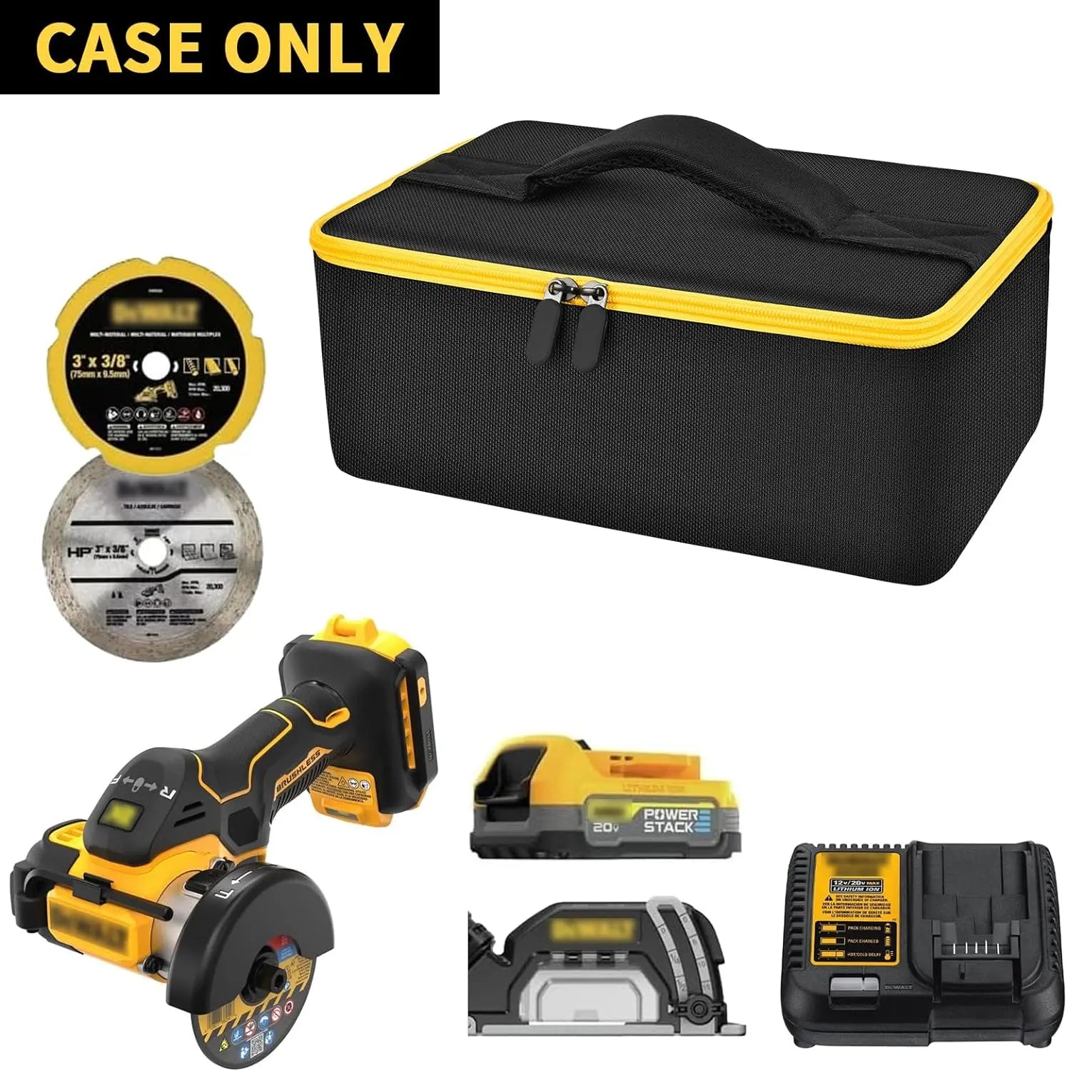 Bag Compatible with DEWALT 20V MAX Cut Off Tool 3 in 1 Brushless (DCS438B), Storage Case Carrying Holder Organizer for Charger,