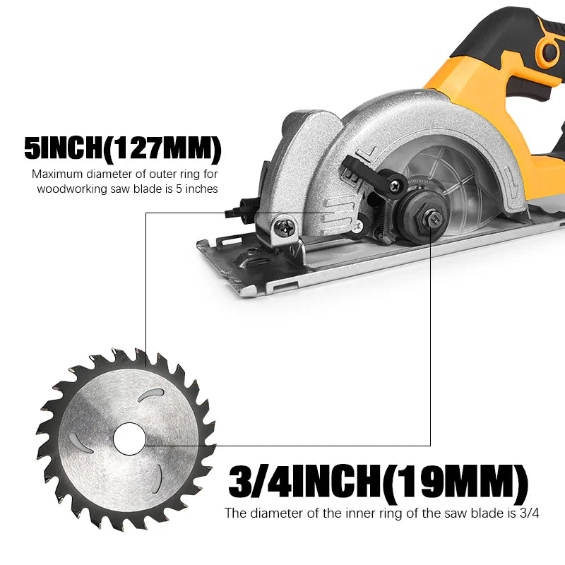 Scie circulaire électrique sans balais Electric Goddess 5 pouces 1000W Outil électrique de menuiserie portatif pour batterie Dewalt 20V