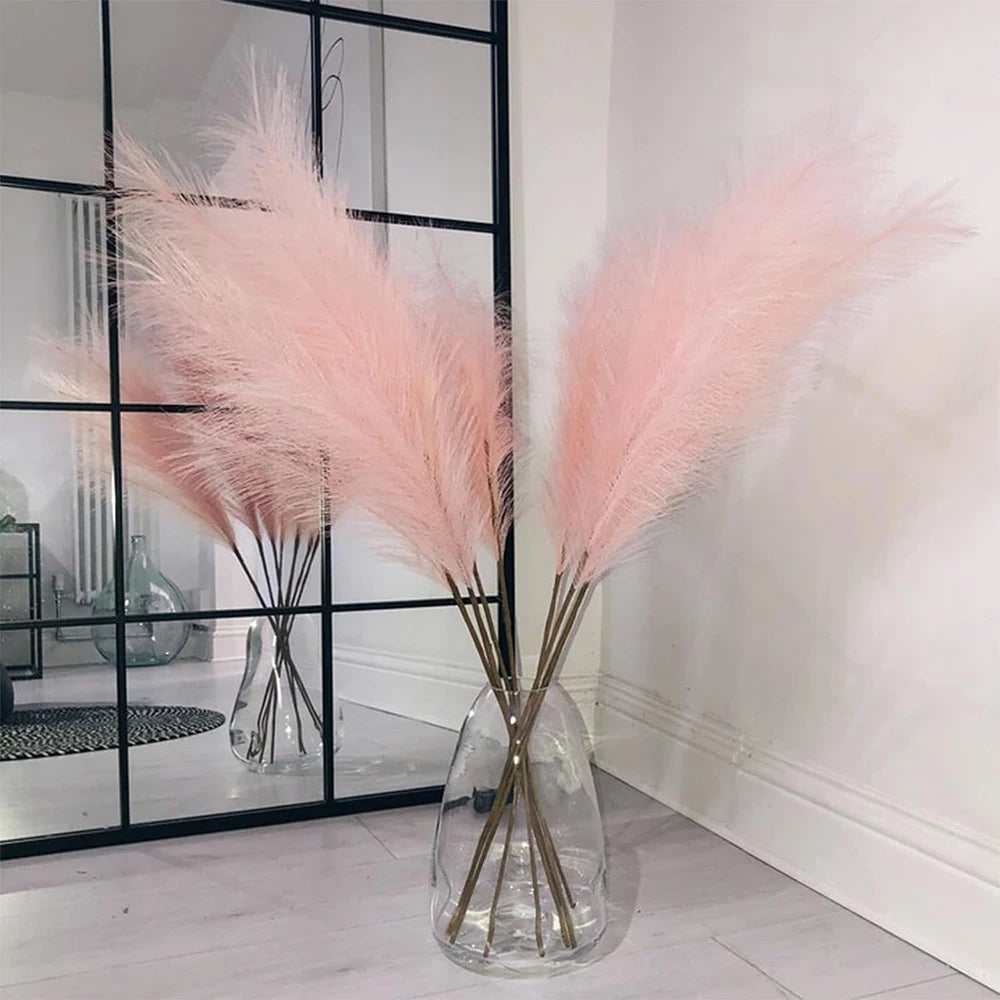 55cm 10pcs Artificial Pampas Grass Bouquet Fake Flower for Wedding Decor Garden Decoration DIY Outdoor Simulation Plant Reed