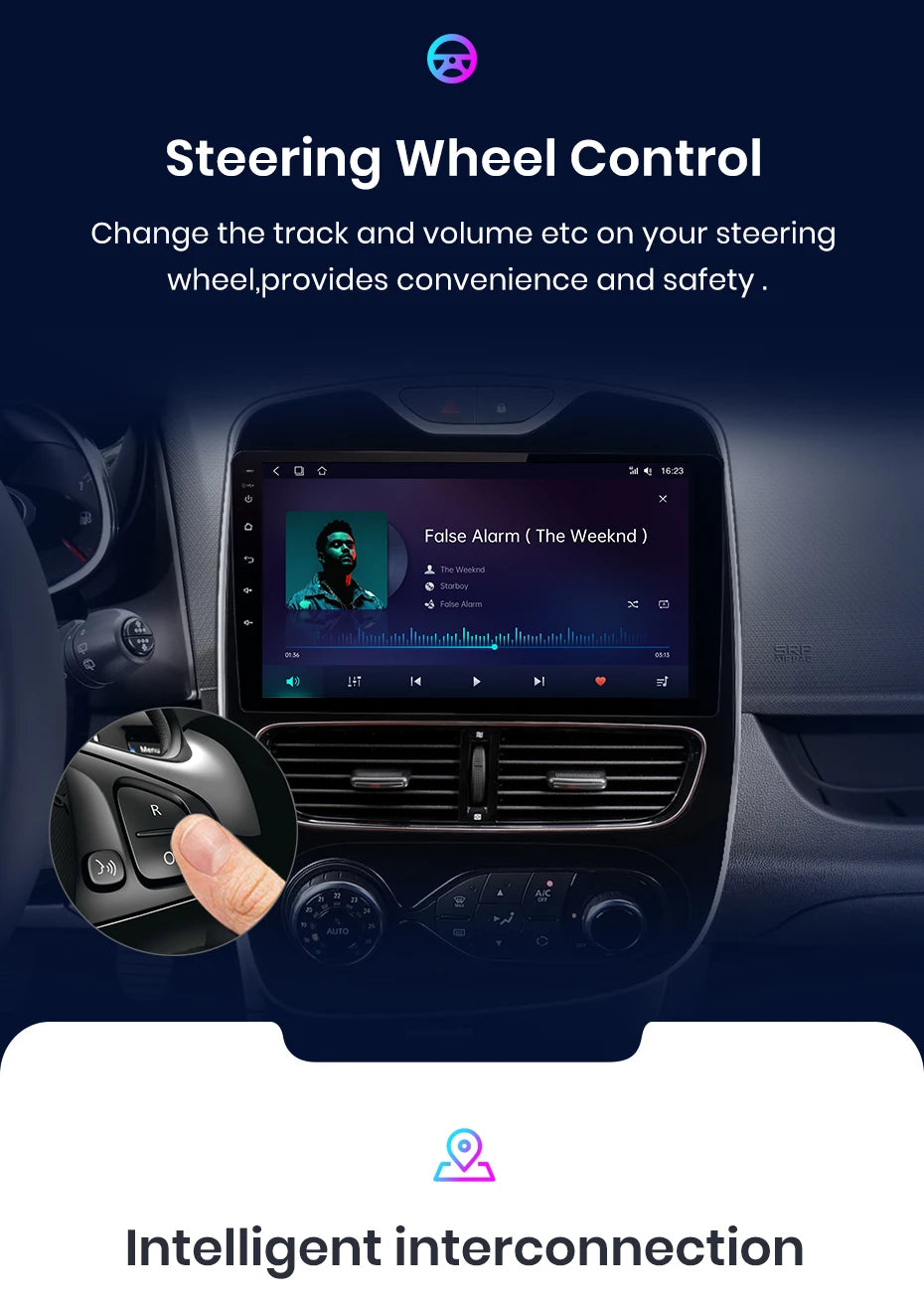 Junsun Wireless CarPlay Android Auto Car Radio for Renault Clio 4 2012- 2017 2 DIN Multimedia Stereo with Built-in Cooling Fan GPS Navigation SWC Bluetooth FM RDS DSP IPS Screen Car Intelligent Systems 4G WiFi 8 Core