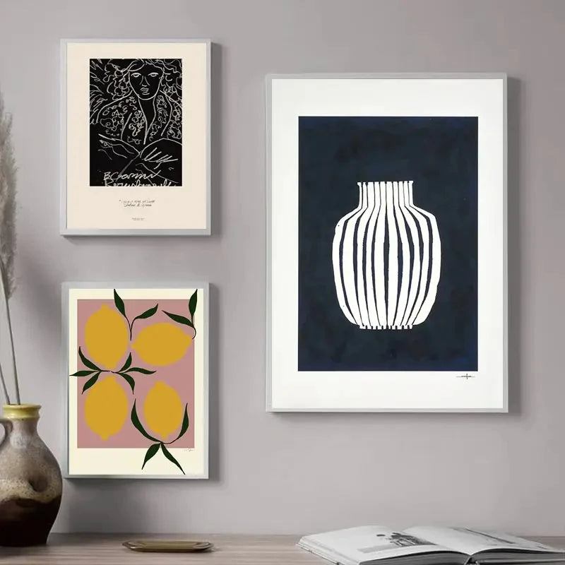 Abstract Minimalism Lemon Vase Geometric Wall Art Posters Prints Nordic Canvas Painting Wall Pictures for Living Home Decor