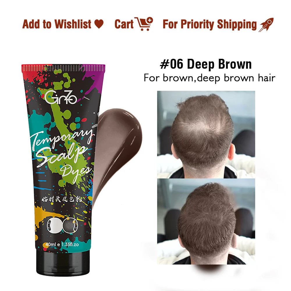 GINZO Hair Concealer for Baldness Dye Hair Corrector Cream for Man Waterproof Fill Up Black Hair Powder Upgraded Home Use 40ml