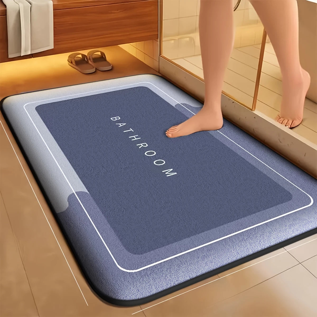 Tapis absorbant de salle de bain en flanelle simple, tapis de porte anti-salissure, tapis de cuisine domestique, tapis de pied à séchage rapide pour salle de bain, tapis d'entrée antidérapant