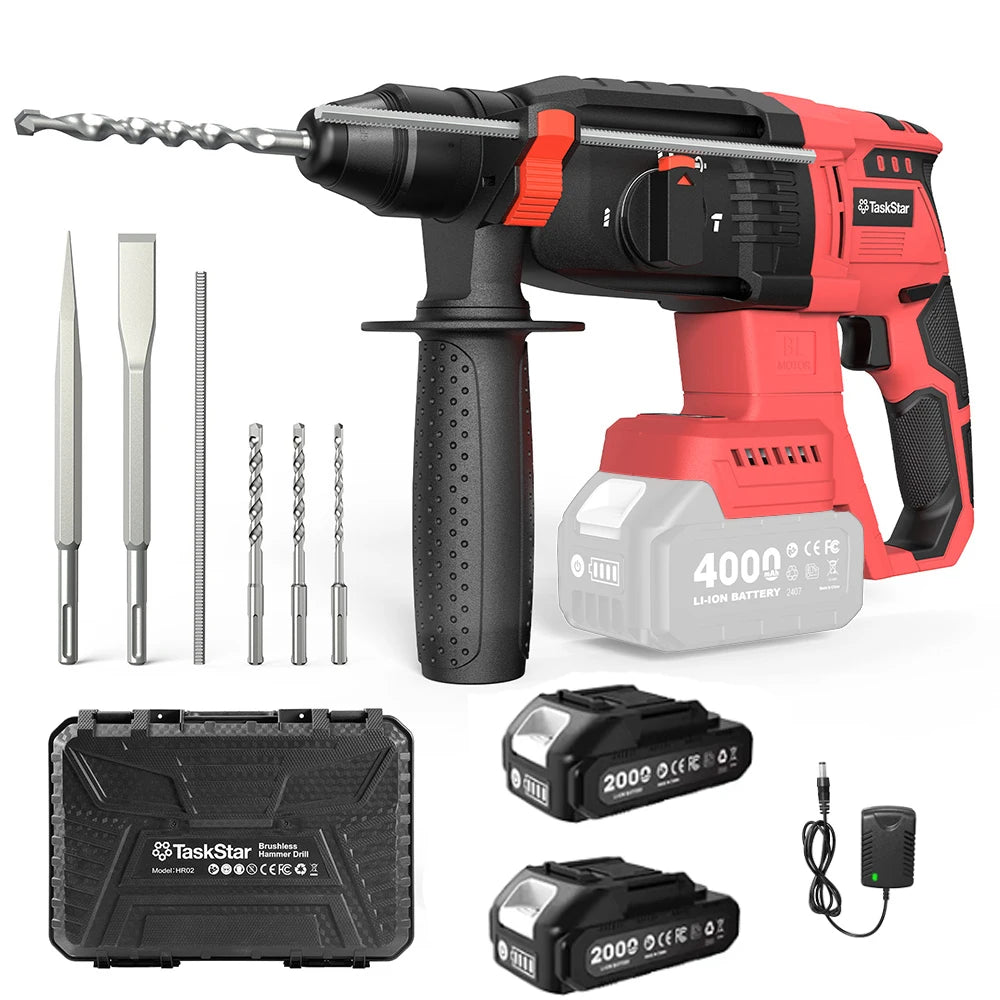 Taskstar 30mm Electric Hammer Drill Brushless Multifunctional Rotary Hammer Cordless Impact Drill For Makita 18V Battery Pins