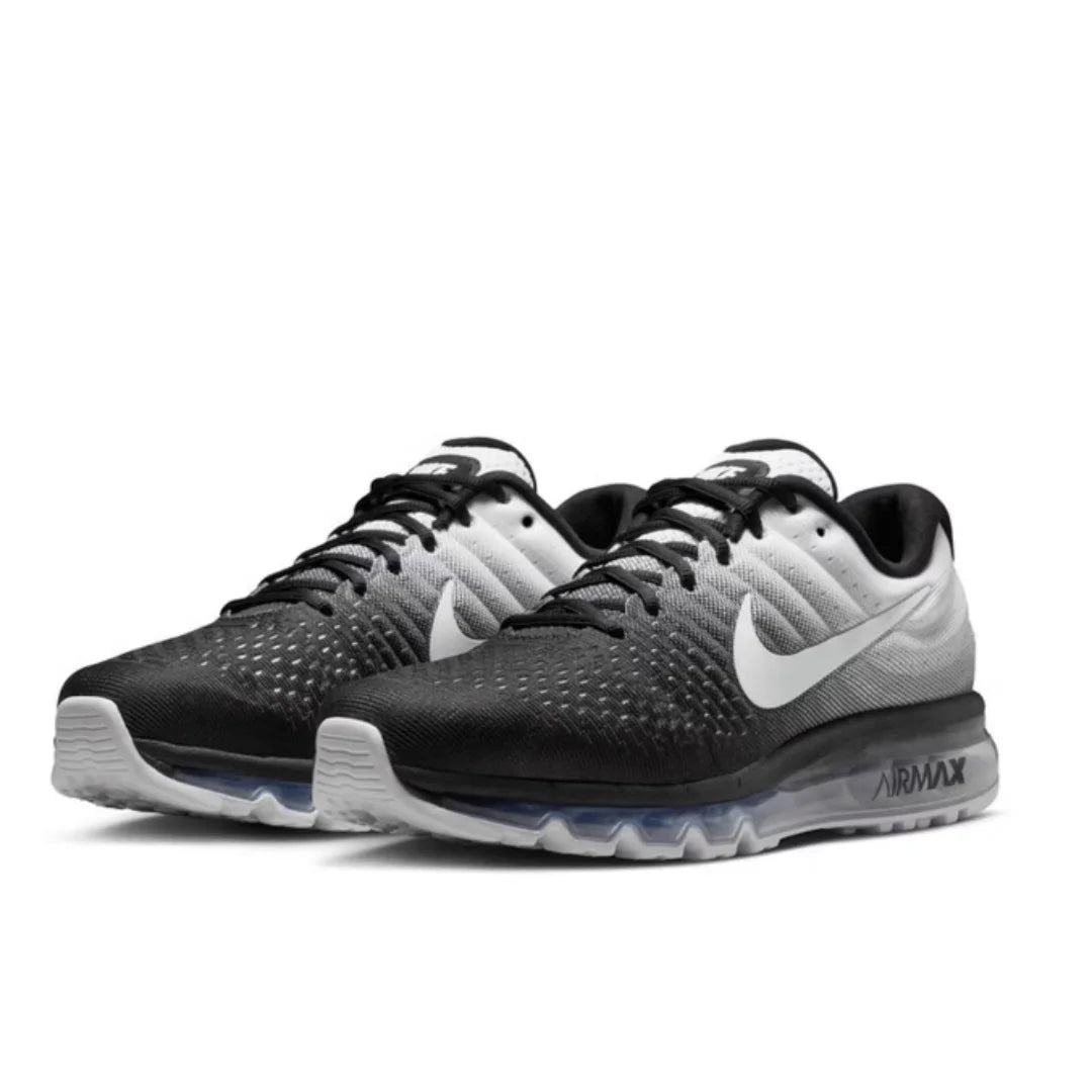 Nike's New Visual Full-Length Air Cushion Comfortable Shock-Absorbing Fitness Daily Men's Running Shoes Air Max Series Lightweight Durable Wear-Resistant Casual Shoes Black and White Gradient Color Trendy Versatile Sneakers a