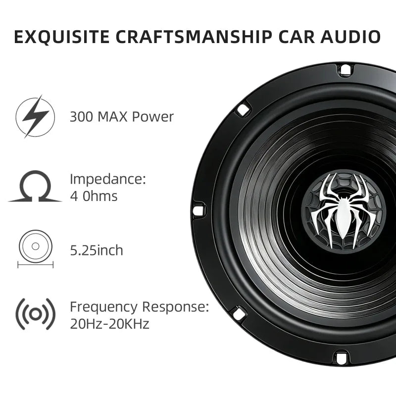 2pcs 6.5 Inch Car Coaxial Speaker 300W High Sensitivity Universal Car Audio Subwoofer Speakers For Car & Home Theater System Upg