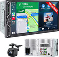 7" QLED Double Din Car Stereo with Wireless Apple CarPlay & Android Auto, Bluetooth 5.3, 240W Audio, MirrorLink, SWC, Backup Camera