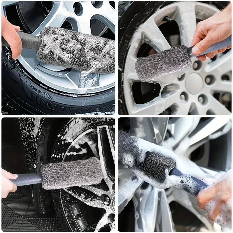 SEAMETAL 11pcs Microfiber Car Cleaning Kit Upgrade Car Wheel Tire Brush Sponge Towel Detailing Mitts Clean Pads with Storage Bag