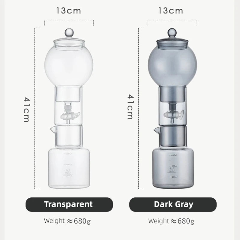 Cold Brew Coffee Maker Pot Set Glass Drip Filter Ice Drop Coffee Maker Specialized Barista Accessories with 100pcs Filter Paper