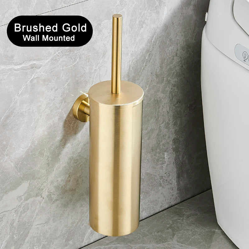 Accessoires de porte-brosse de toilette en acier inoxydable noir, brosse de toilette murale WC Cleaner FR07