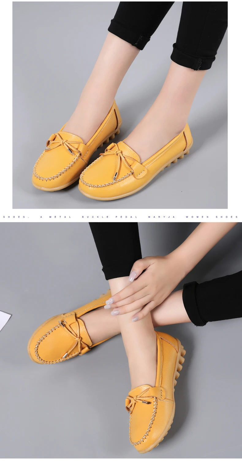 2025 New Woman Flats Shoes Ballet Flat Sneakers Genuine Leather Spring Soft Moccasins Ladies Boat Ballerina Espadrilles Creepers