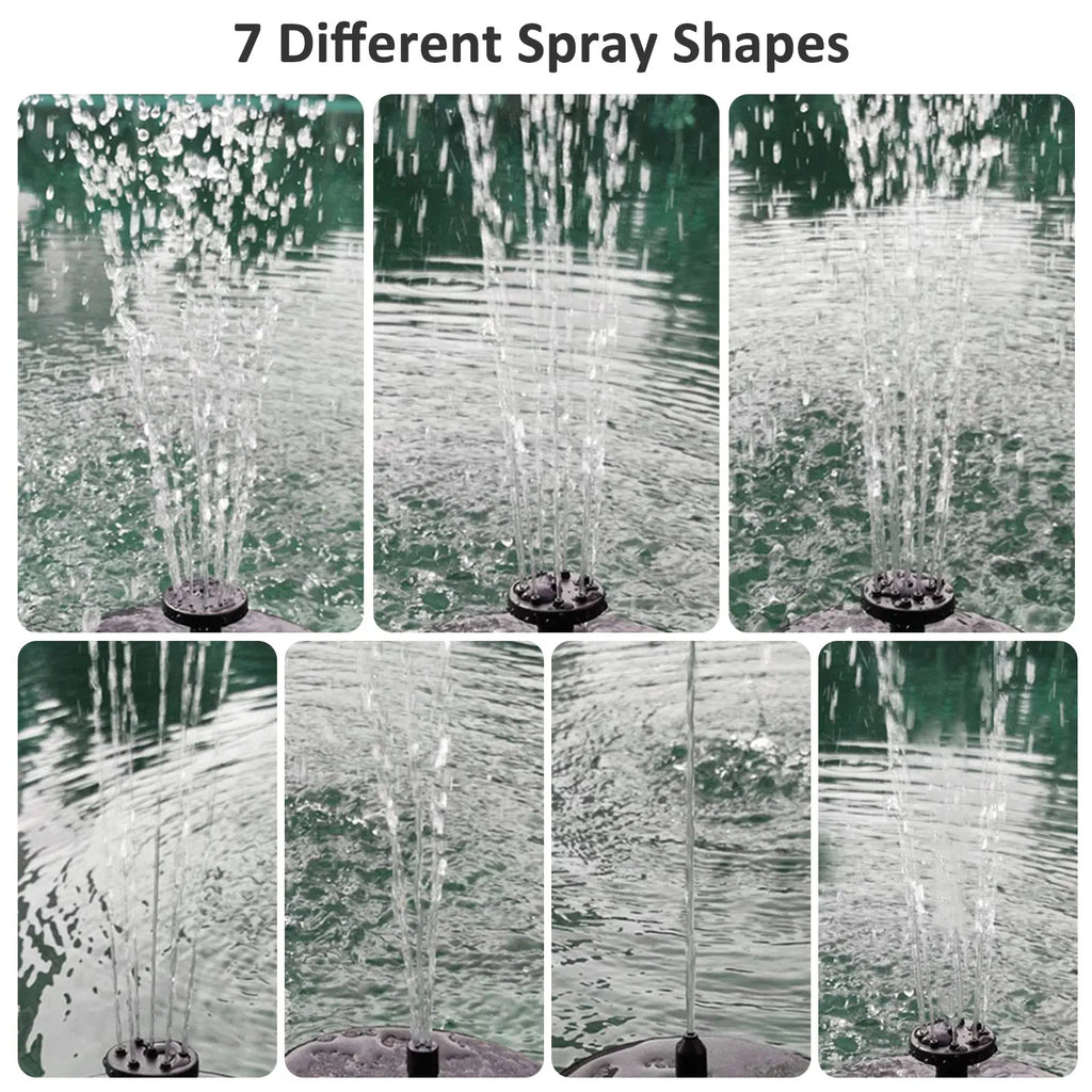 Color LED Solar Fountain Pump Bird Bath Pool Pond Garden Outdoor With 7 Nozzles 3W Solar Waterfall Water Powered Fountain
