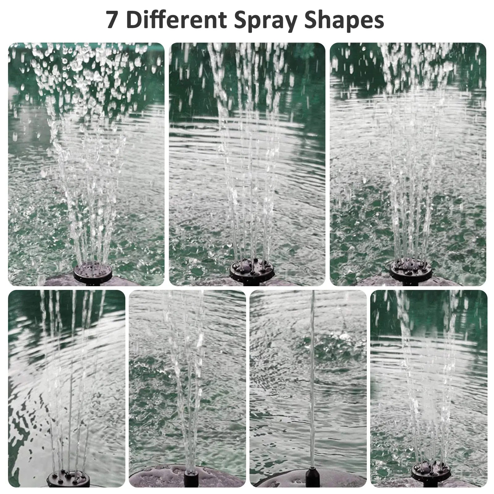Color LED Solar Fountain Pump Bird Bath Pool Pond Garden Outdoor With 7 Nozzles 3W Solar Waterfall Water Powered Fountain