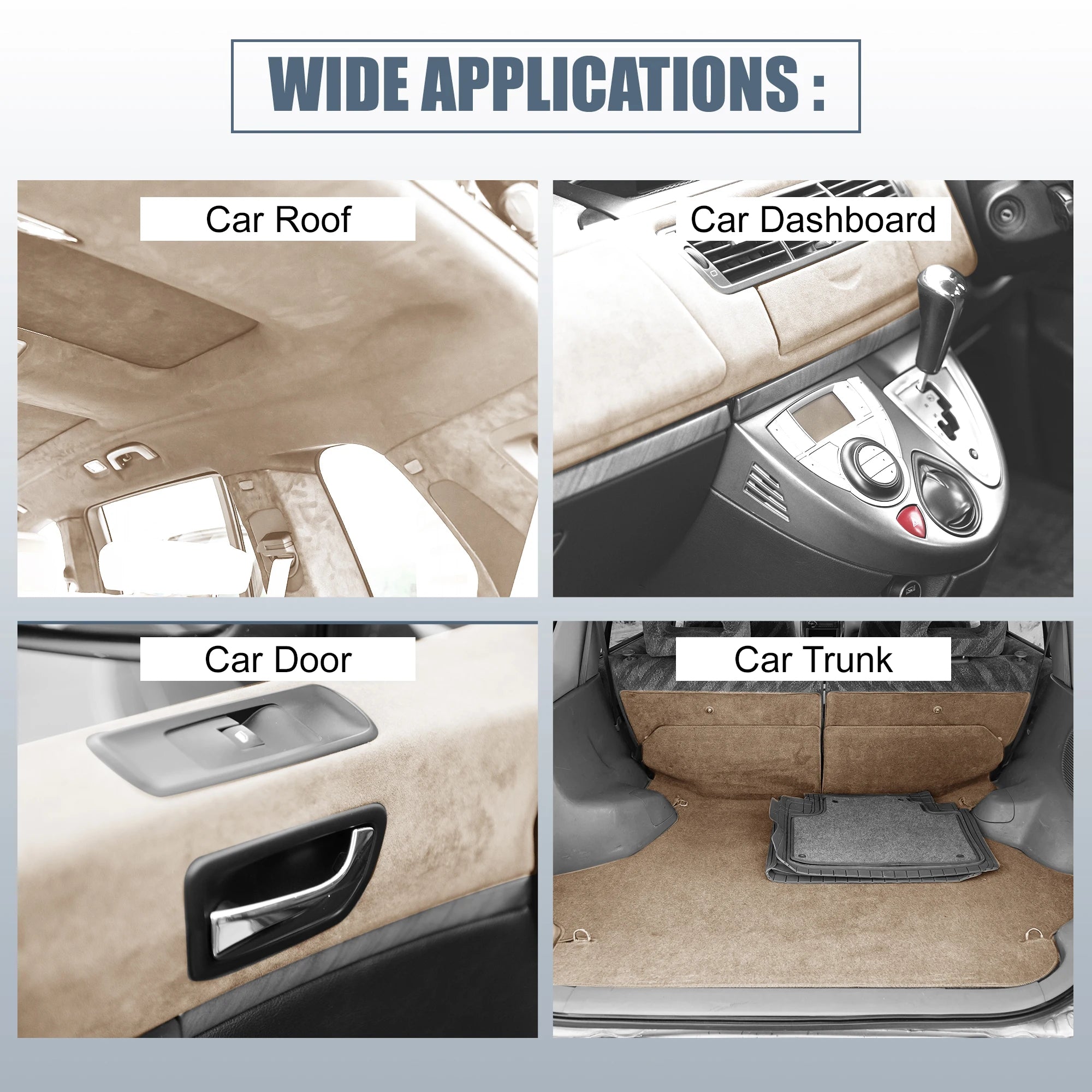 UXCELL Suede Headliner Fabric Foam Backed for Car Truck Interior Trim Protect Aging Broken Faded DIY Replacement 200x152cm