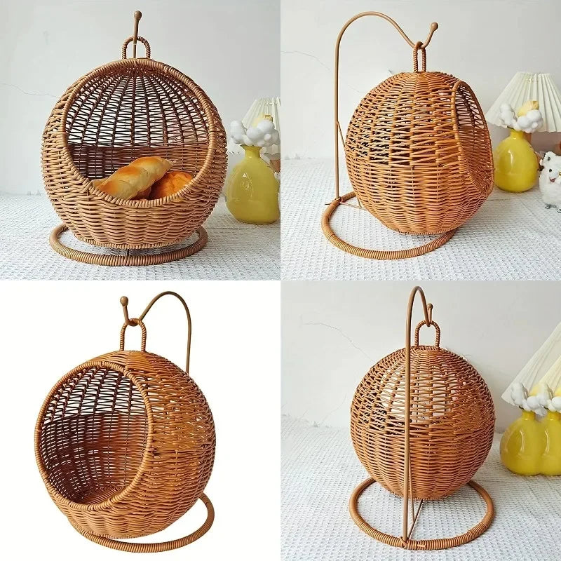 Luxury Hand Woven Cat Hammack Bed Pet Bed Storage Basket Comfortable Heavy Carton for Small Pets Pet Supplies