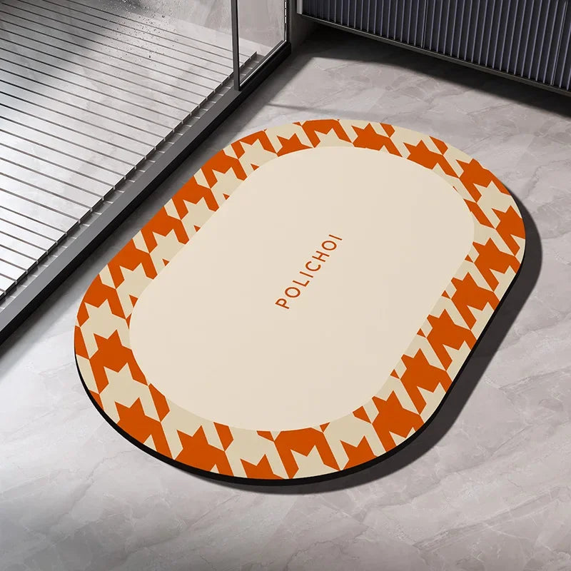 VIKAMA Premium Diatomaceous Earth Bathroom Mat Absorbent Quick-Dry Foot Mat Bathroom Shower Area Anti-Slip Rug Home Decor