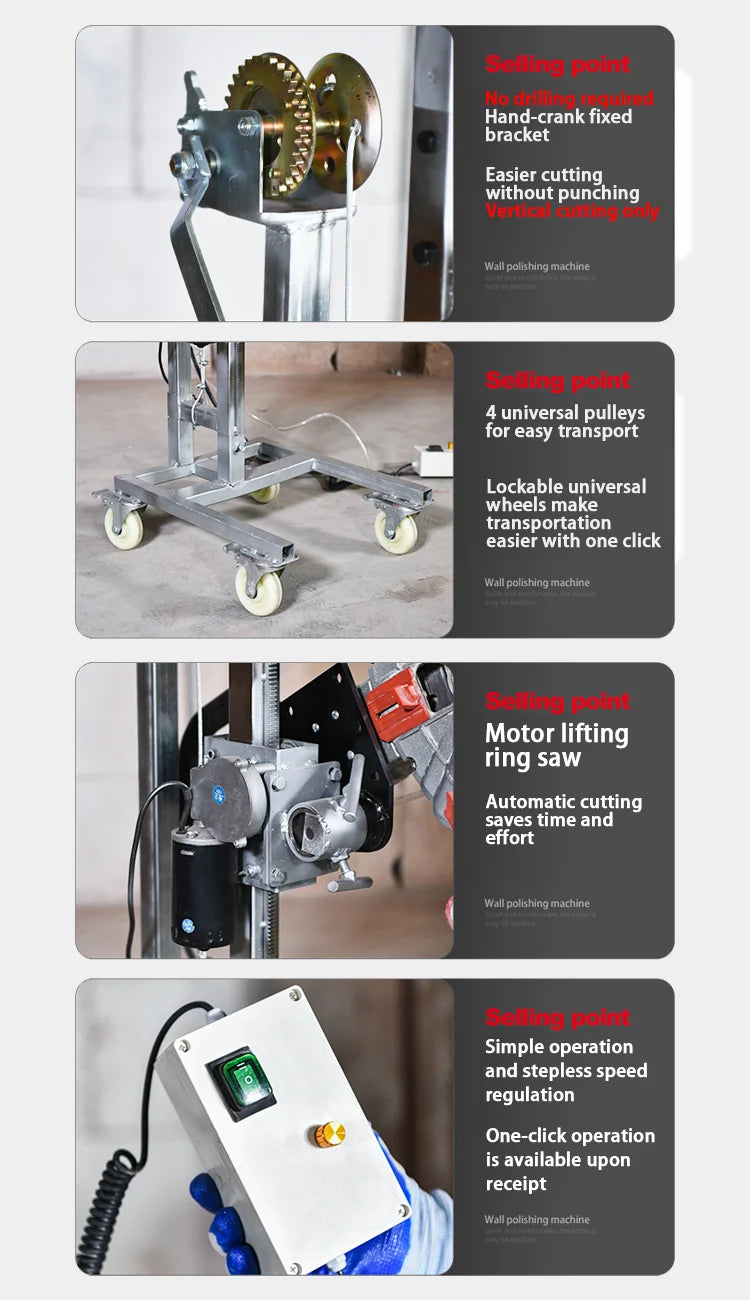 220V-240V  Concrete Ring Saw with 2.4M Track  High Power Electric Wall Cutter  Cuts up to 30‑40 cm Concrete Brick Stone