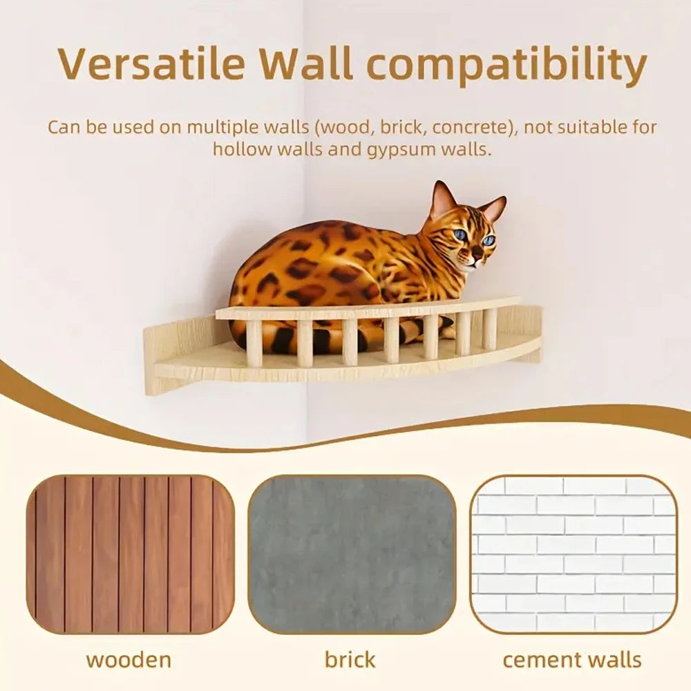 1Pc Cat Hammock Wall Shelves Corner Climbing Shelf Perches  Wall Furniture for Resting Space Saving for Medium Small Cats