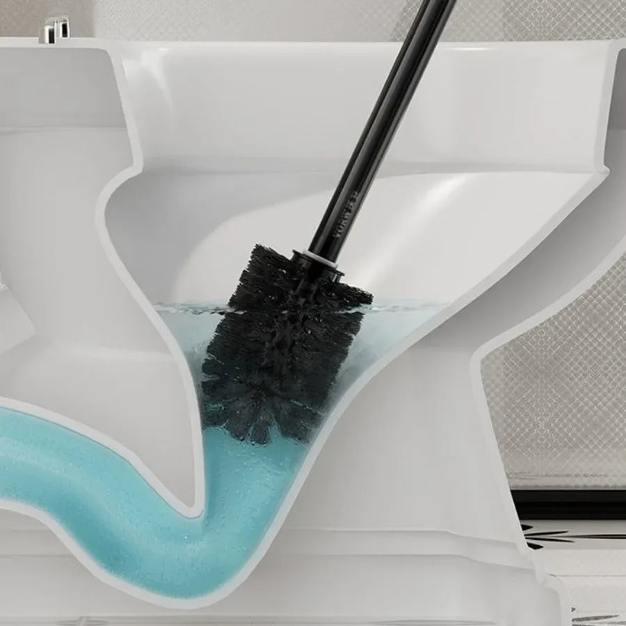 Wall Mounted Toilet Brush Without Punching Toilet Cleaning Detachable Wood Grain Toilet Long Handle Brush Bathroom Accessories