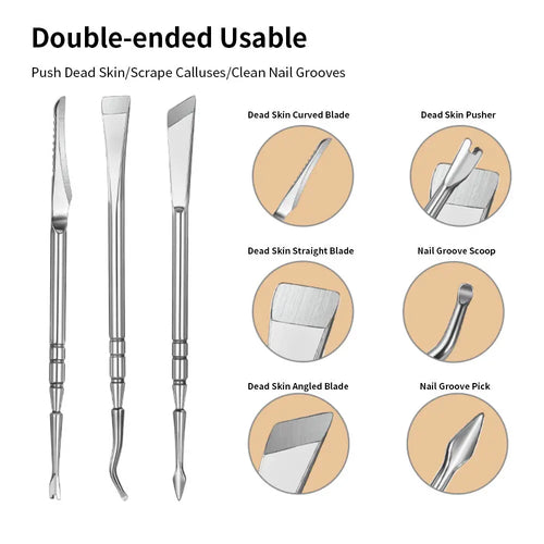 1/3/4pcs Professional Stainless Steel Double-Ended Foot Scraper Toe Nail Care Hook Ingrown Double-Ended Foot Scraper
