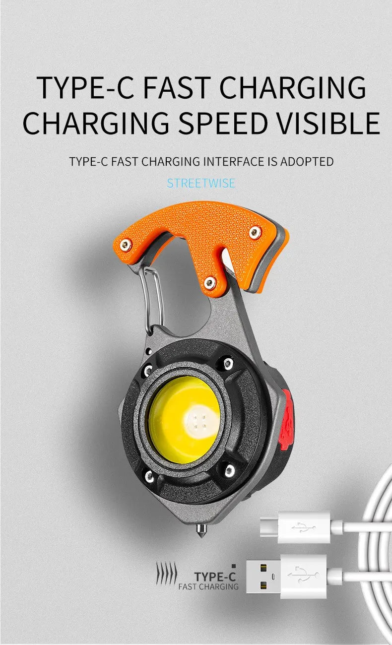 Multifunctional Portable Highlighting Light Type-c Fast Charging Large Capacity Battery Life Keychain Lamp COB Flashlight
