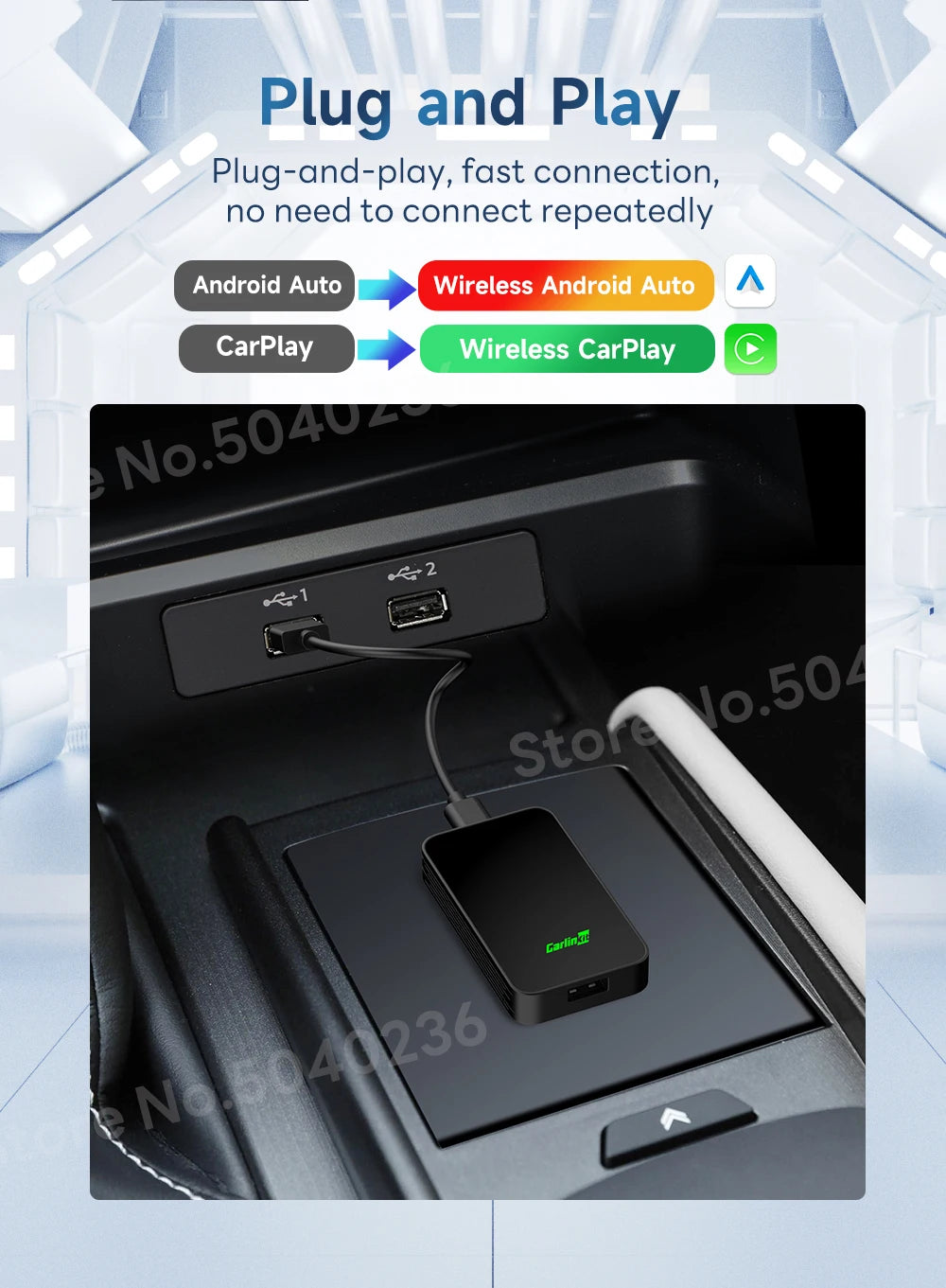 2026 CarlinKit 5.0 2Air Wireless Android Auto Box Portable CarPlay Wireless Dongle For Car Radio with Wired CarPlay/Android Auto
