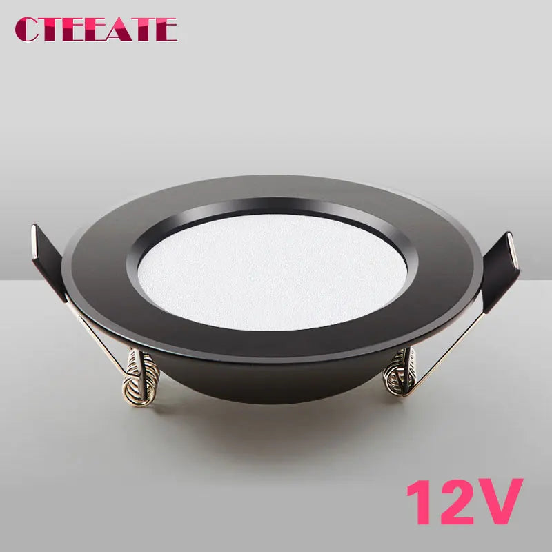 Projecteur LED encastrable 12 V étanche IP65 7 W 9 W 12 W 15 W 3 W 5 W plafonnier noir pour salle de bain Éclairage extérieur et intérieur
