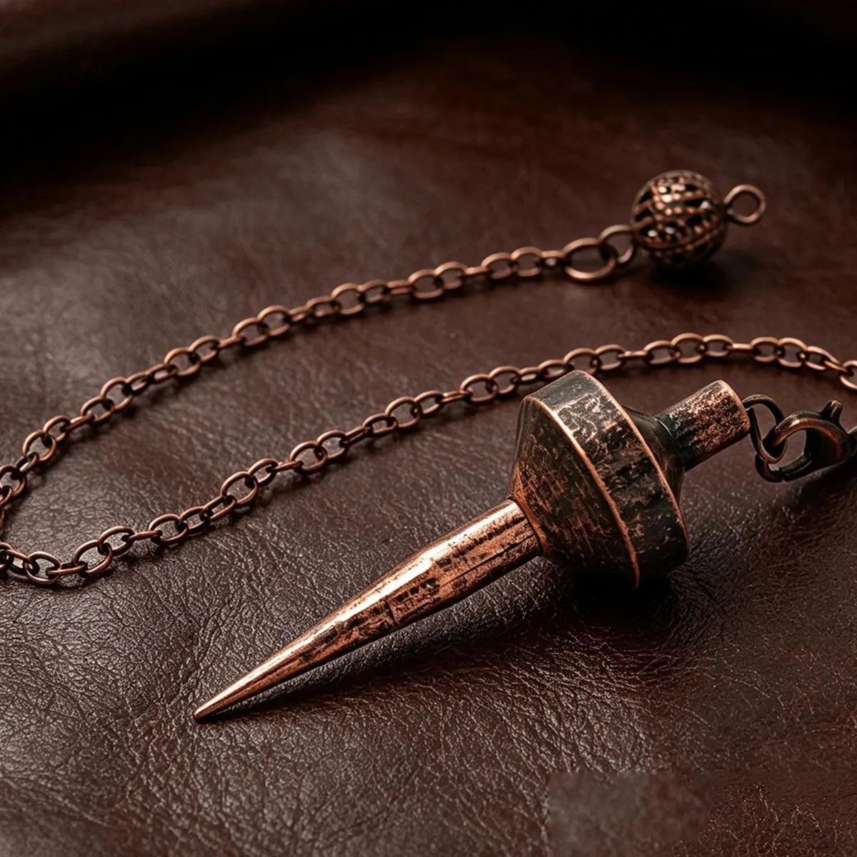 Anitque Copper Pendulum for Divination Reiki Cone Pointed  Metal Pendant Dowsing  Answer Wicca Tool Spiritual Retro Pendulo X406