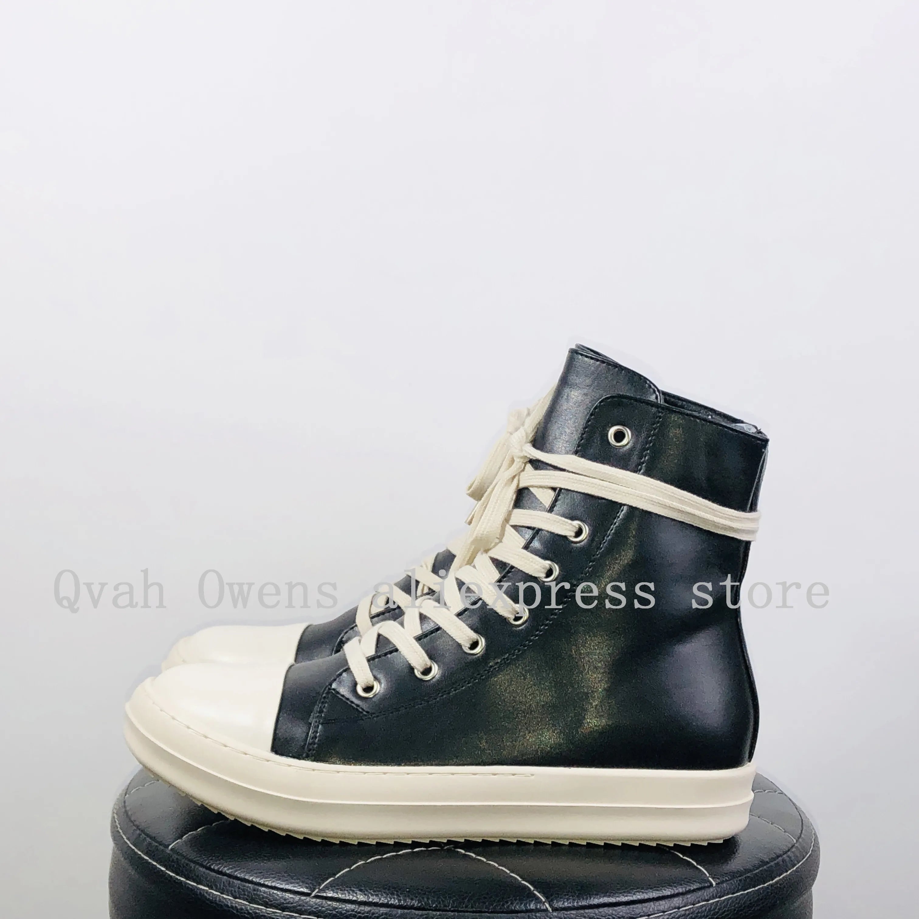 Women Casual Canvas Pu Shoes Luxury Trainers Lace Up Men Sneakers Zip High-TOP Hip Hop Autumn Flats Black Boots
