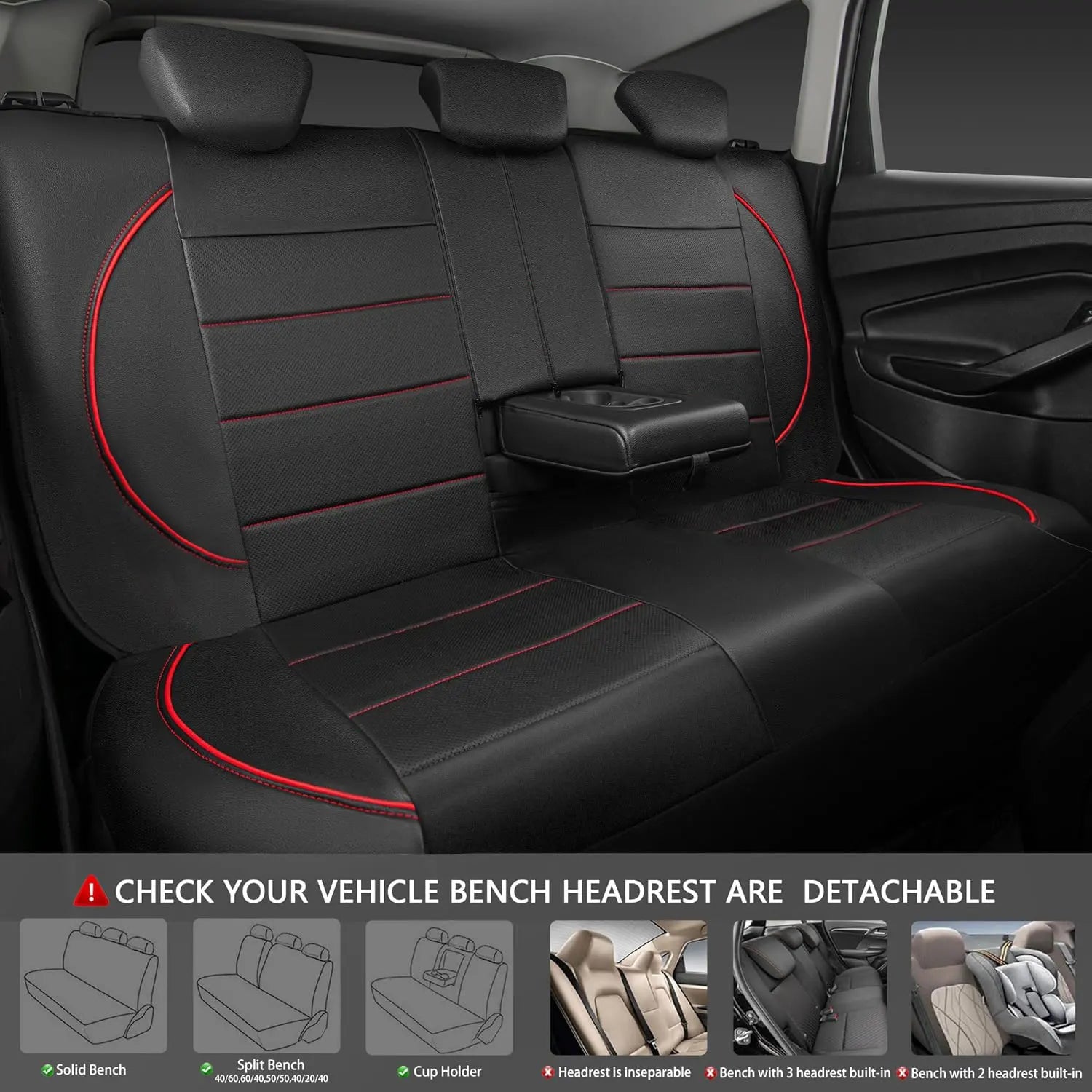 Housses de siège de voiture en cuir universelles style simple respirantes pour 5 places