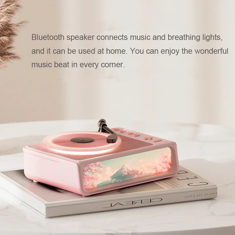 Enceinte Bluetooth d'aromathérapie style rétro, Veilleuse de chambre à coucher, Décoration d'intérieur, Platine vinyle musicale, Veilleuse audio
