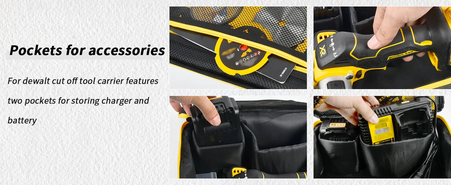 Bag Compatible with DEWALT 20V MAX Cut Off Tool 3 in 1 Brushless (DCS438B), Storage Case Carrying Holder Organizer for Charger,