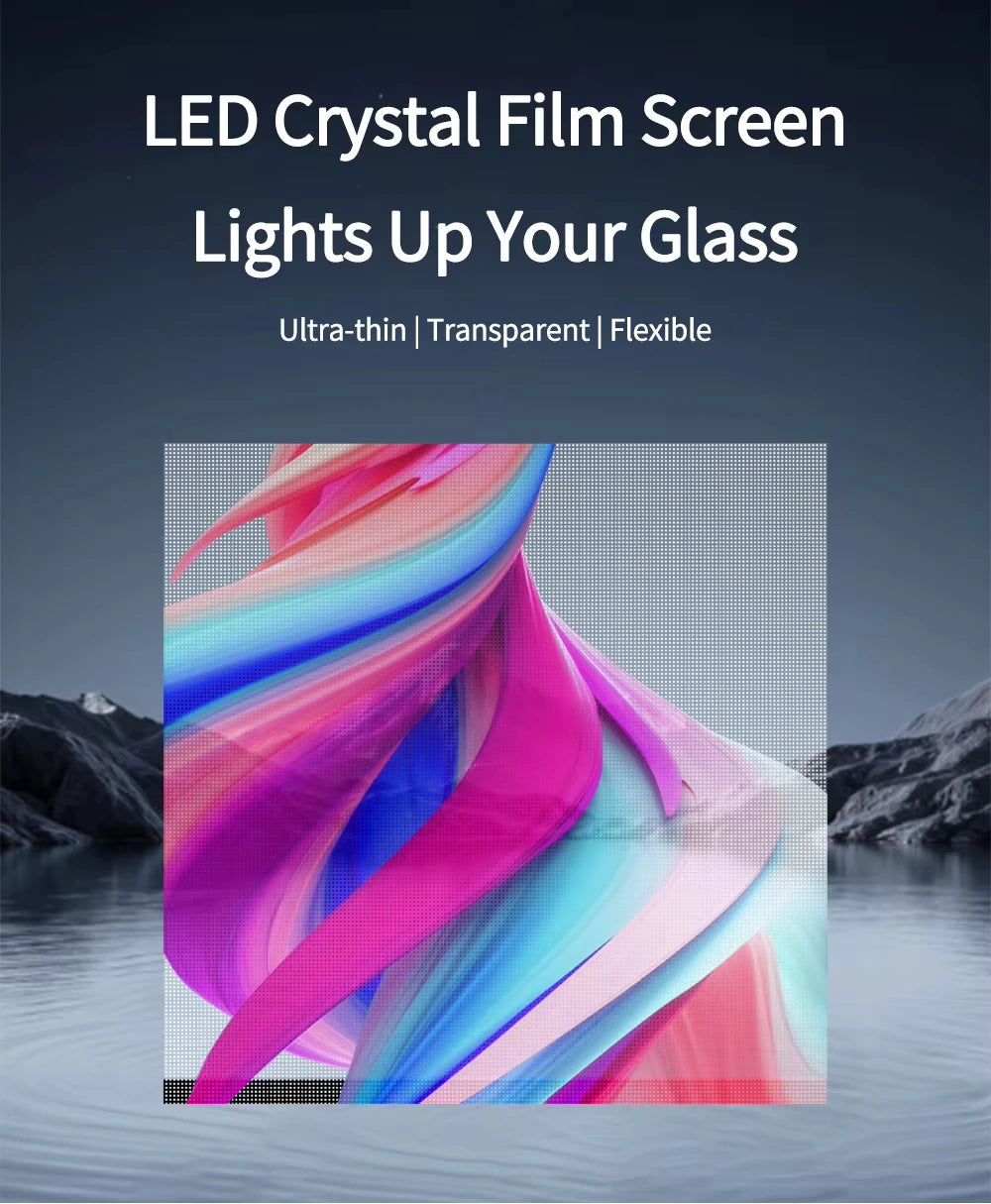 High Brightness Transparent Film LED Screen Indoor Shop Window Advertising Flexible Display