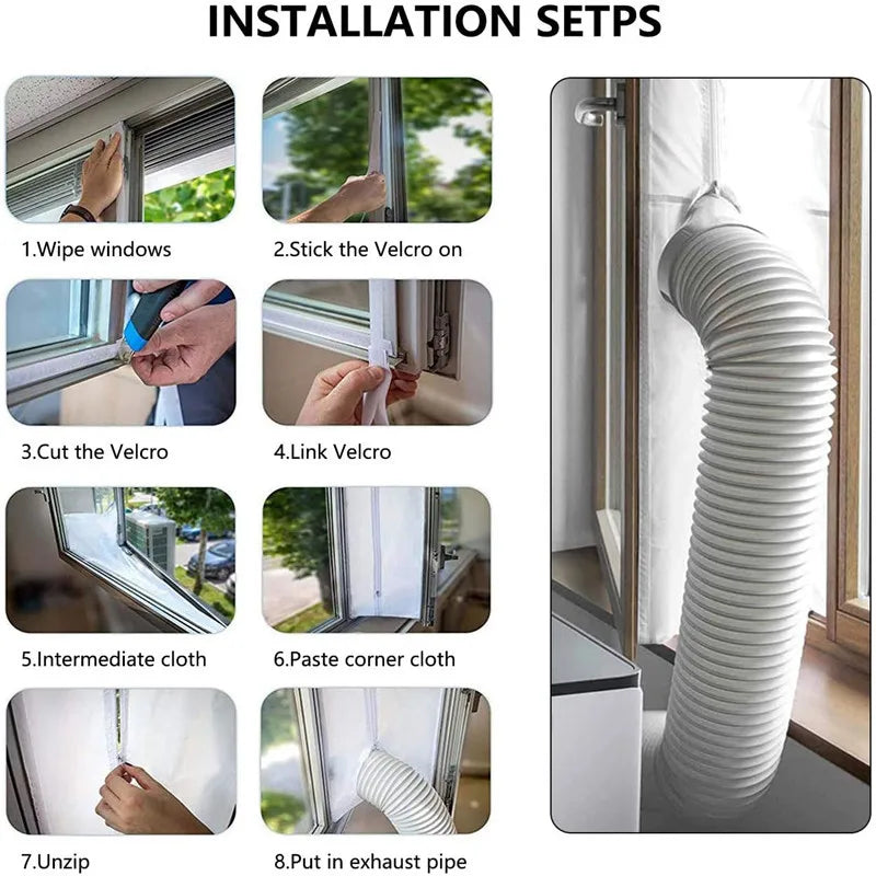 Universal Air Lock Window Seal Cloth Plate 3 4 5m Hot Airs Stop Conditioner Outlet Window Sealing Kit for Mobile Air Conditioner