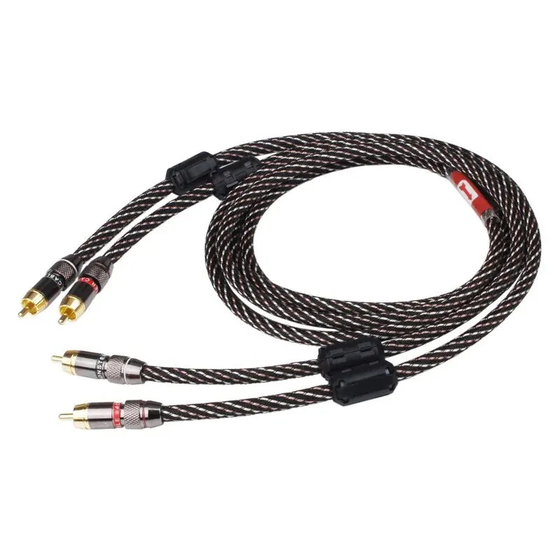 YYTCG Câble Audio Stéréo HIFI RCA 6N OFC Mâle vers Mâle Câble Audio 2RCA vers 2RCA avec Fiche Connecteur Plaqué Or Pour Amplificateur CD