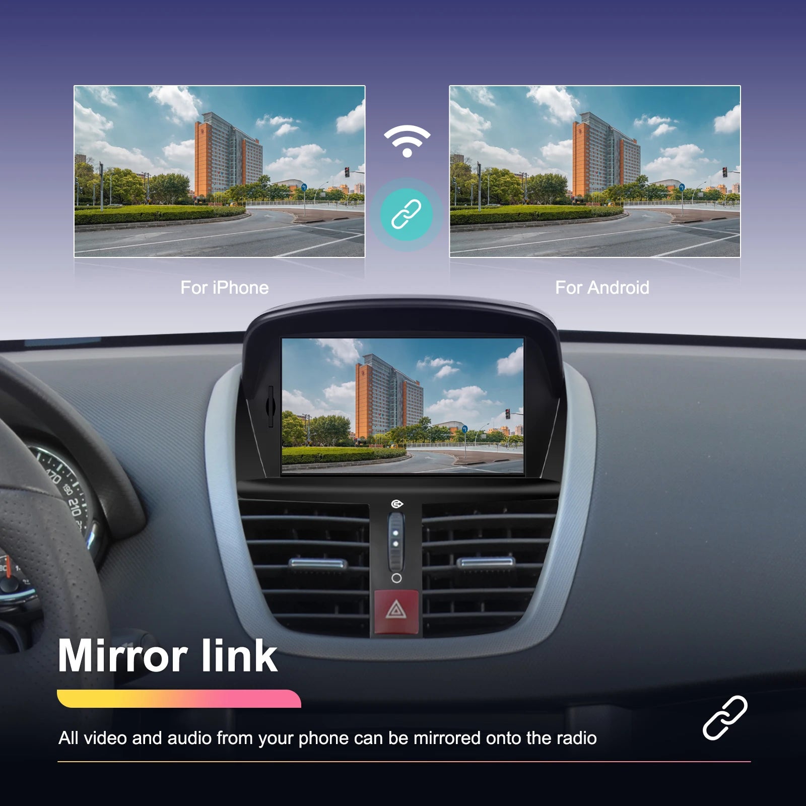 Podofo 7'' Carplay  Android 2din Carplay Car Radio For Peugeot 207 2008-2014 Bluetooth GPS Navigation FM RDS Radio Receiver