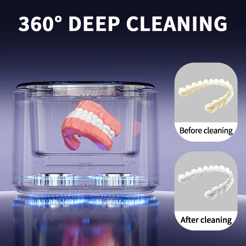 50KHZ USB Rechargeable Ultrasonic Braces Cleaning Machine Multi-Function for Invisible Retainer Denture And Jewelry Care