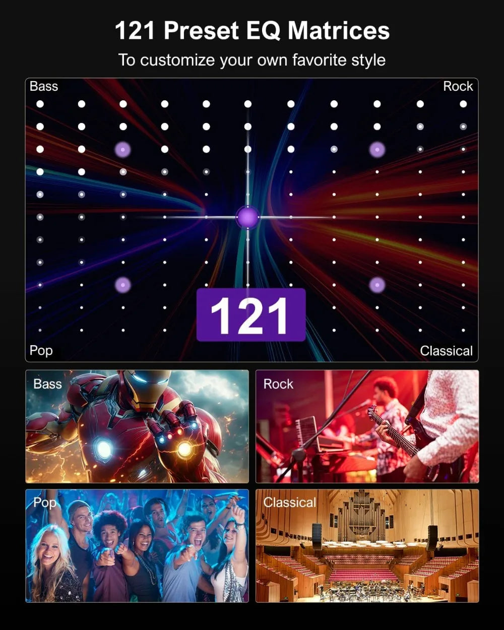 Barre de son ambiophonique virtuelle 7.1 canaux avec 4 haut-parleurs ambiophoniques, puissance de crête de 330 W, contrôle par application, Opt/AUX/BT, Aura A40