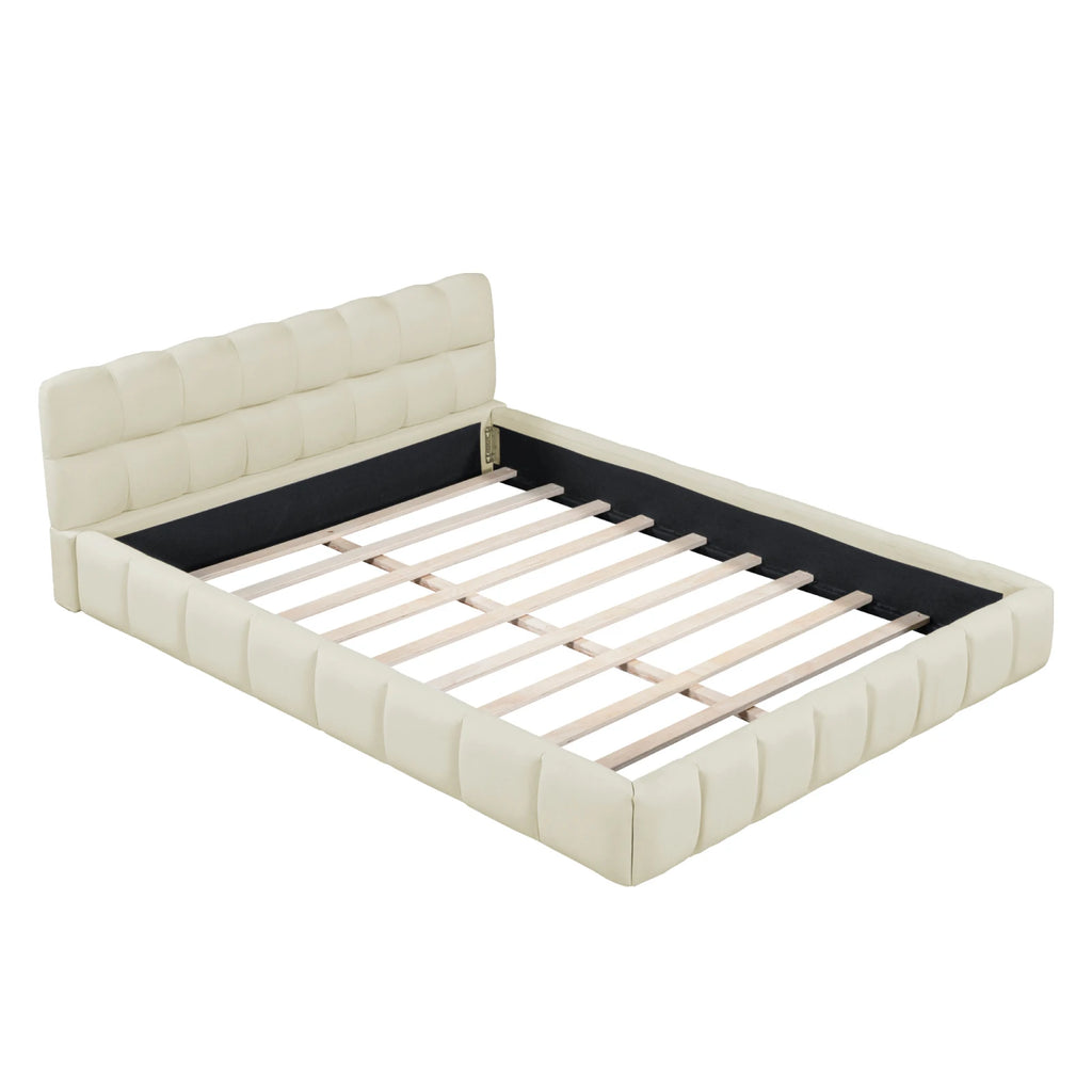 140x200cm/160x200cm Linen Upholstered Bed Frame,Double bed Bedframe with Soft Backrest,Bedroom Furniture,Bed Frame Queen,Beige