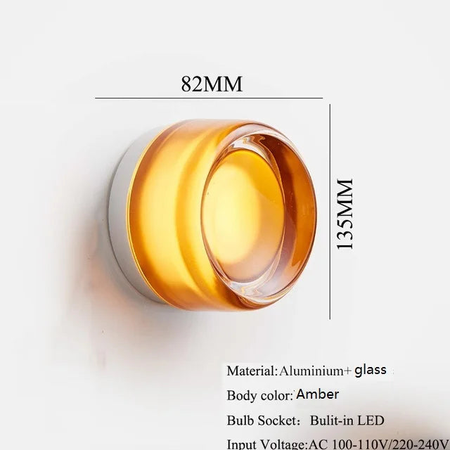 IWHD Round Glass LED Wall Lamp Sconce 4 Colors Bedroom Living Room Waterproof Stair Bathroom Mirror Light Modern Wandlamp