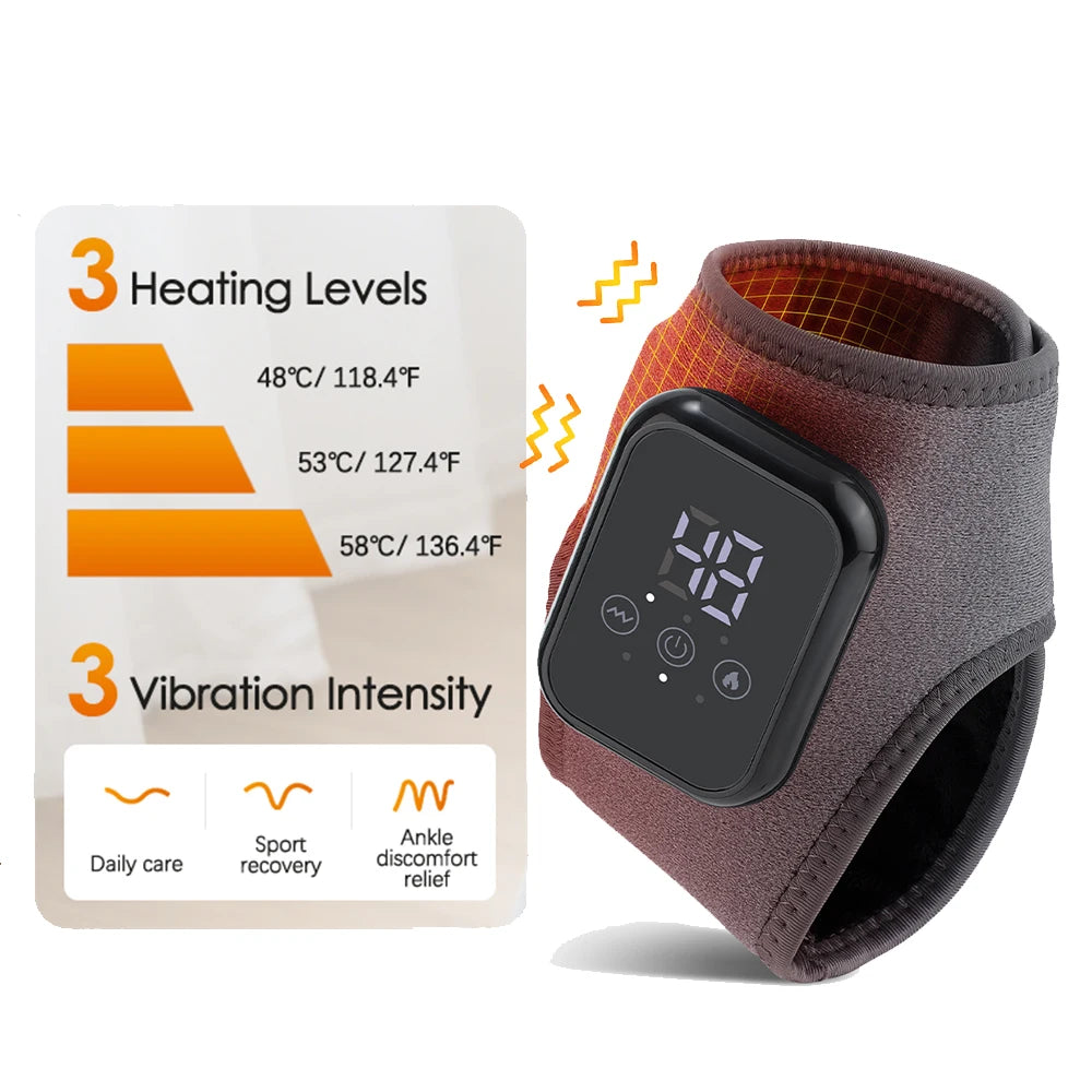 Heated Wrist & Foot Massager for Home Comfort Cordless Hand Wrist Wrap with 5 Heat & 3 Vibration Modes Ankle Massager Belt