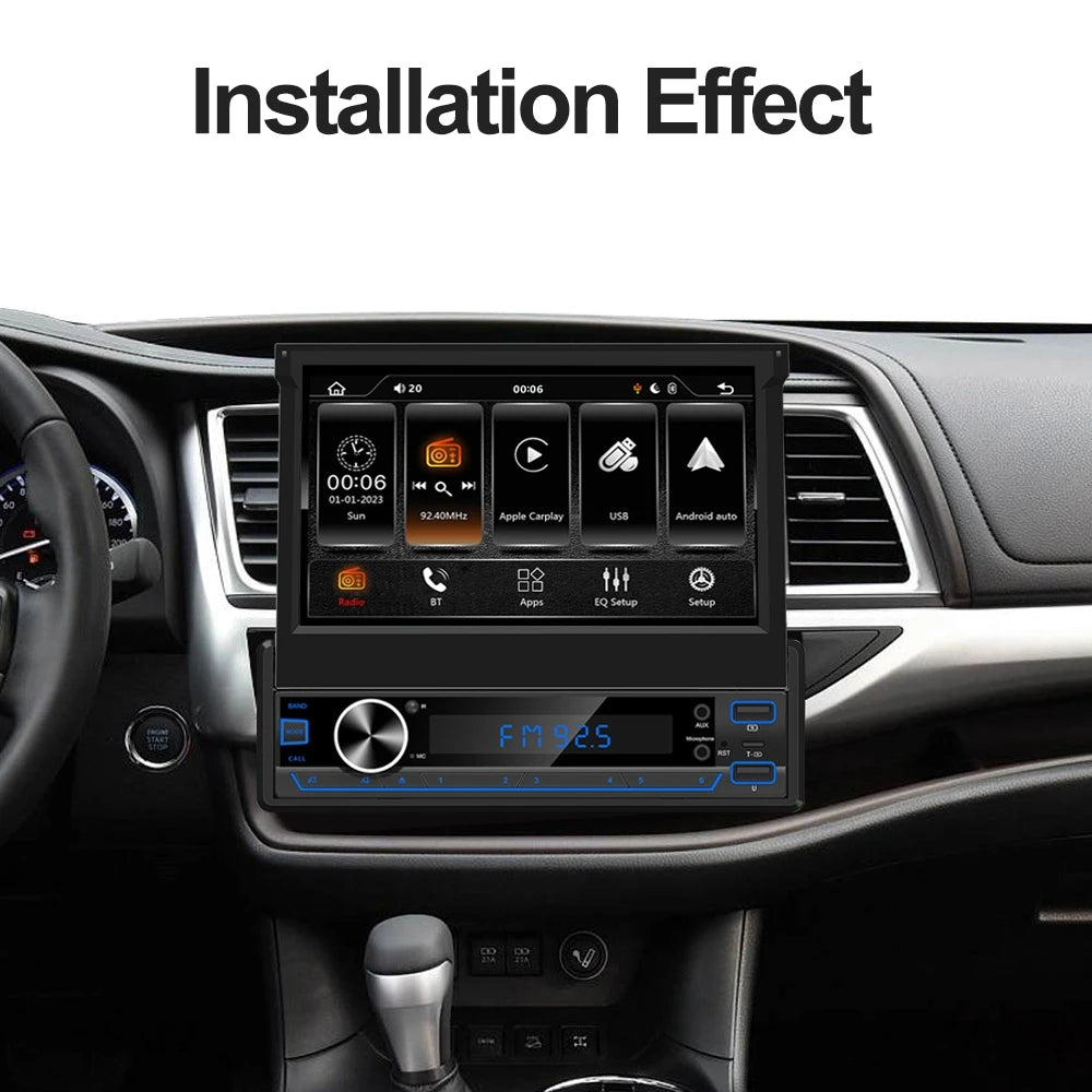 Universal 1Din Car Radio 7 Inch Electric Retractable Touch Screen MP5 Player Wireless Carplay Mirror Link Multimedia Autoradio