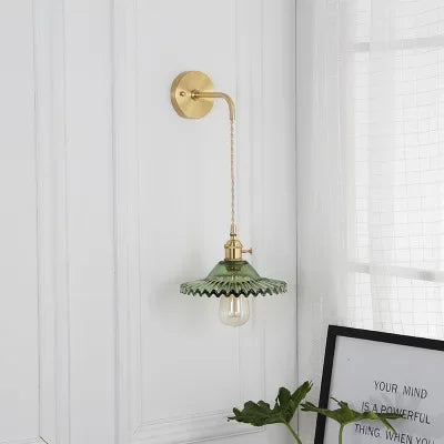 Nordic Japanese Brass Wall Lamp Bedroom Bedside Lamp Bathroom Cloakroom Background Wall Mirror Front Creative Glass Wall Lamp