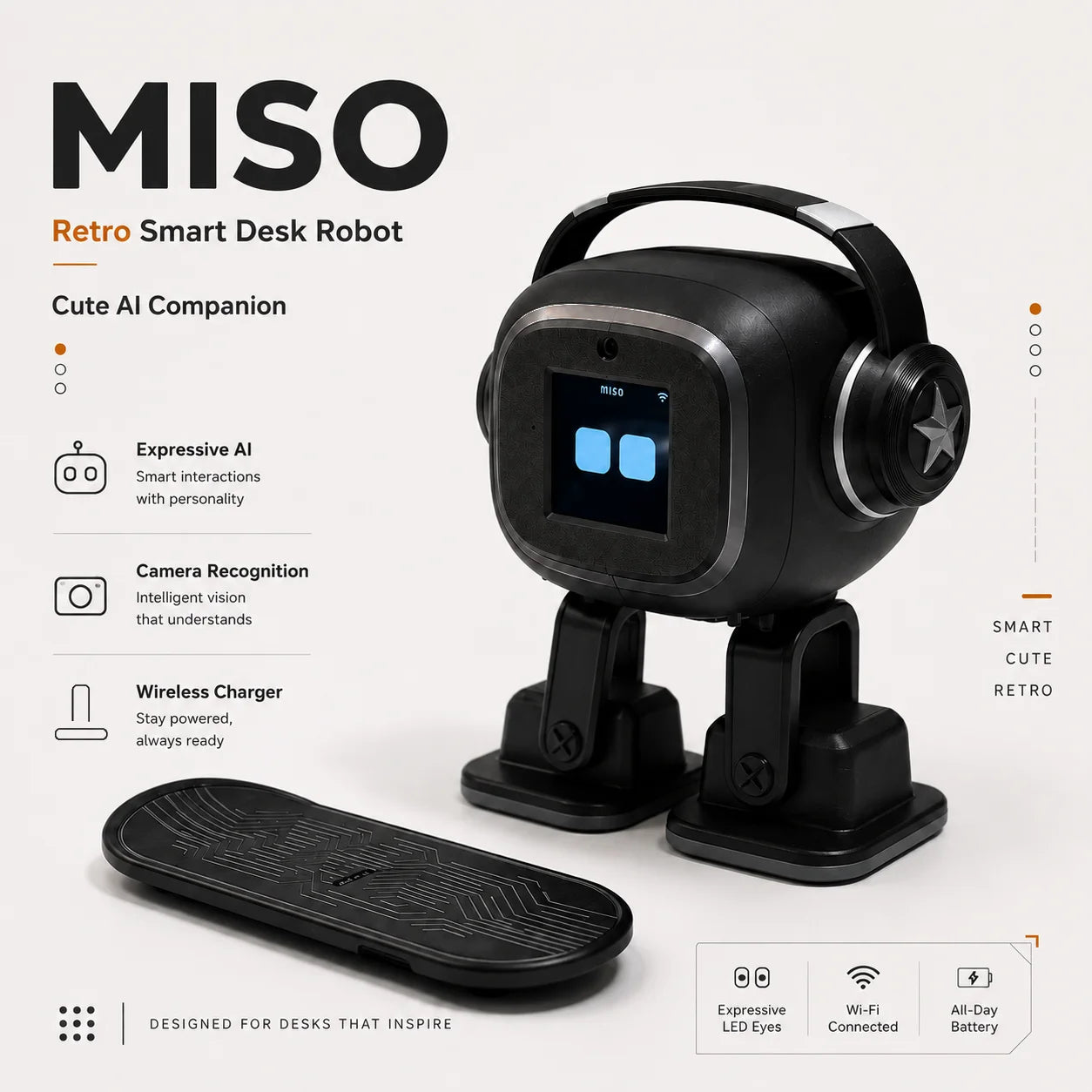 Emo AI Robot | Voice Control,Emotional Interaction,Smart Chatbot ,Camera Recognition,Singing & Dancing Smart Toy Gift