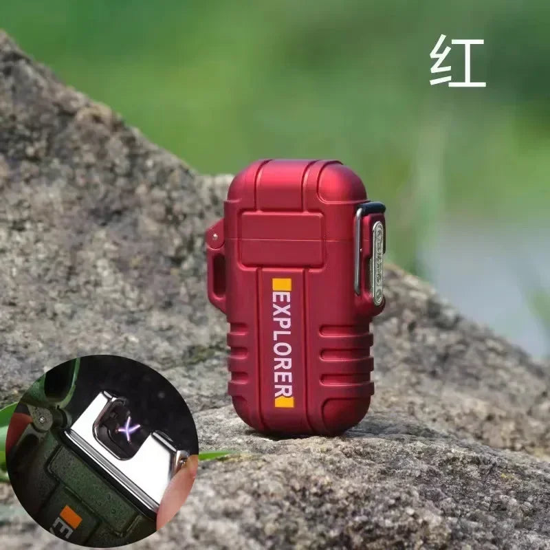 New Windproof Dual Arc Plasma Lighter Waterproof USB Rechargeable Lighter Suitable for Outdoor BBQ Candle Smoking Accessories