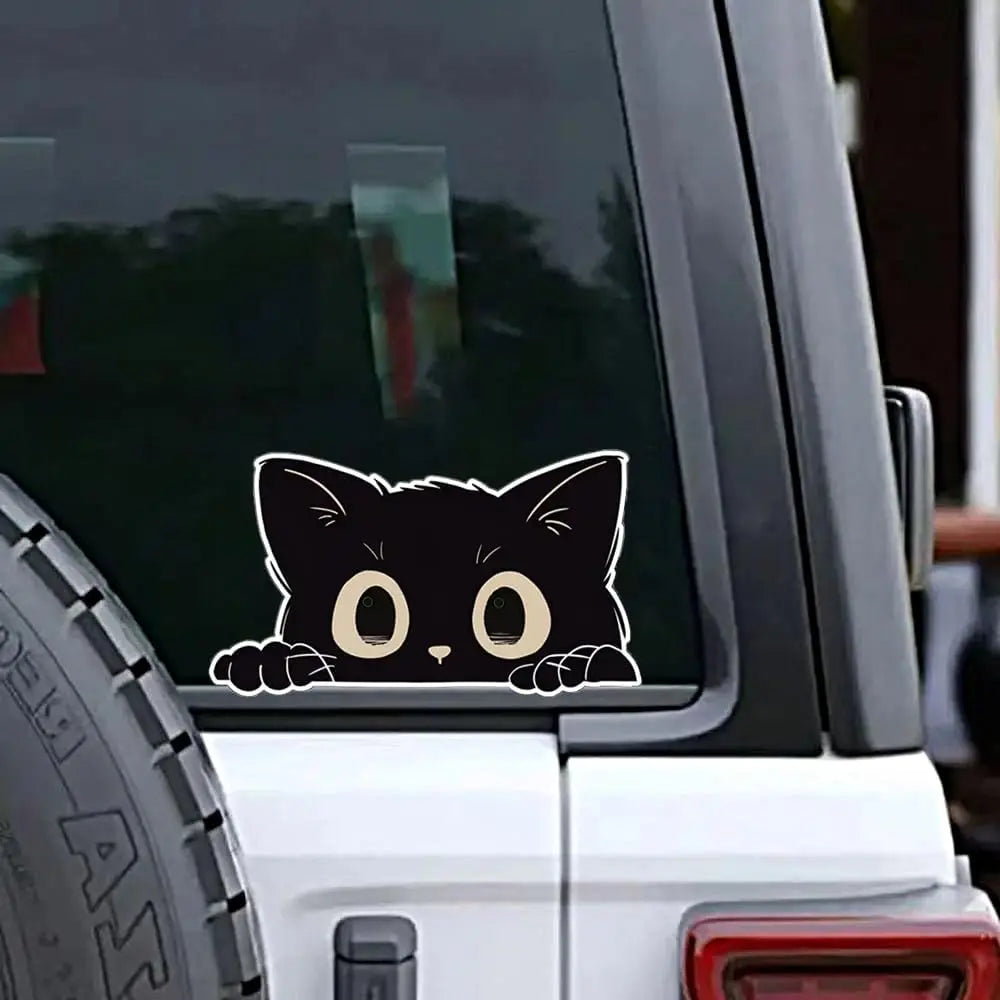 Car Sticker Accessories Poor Cat Is Stealing with Big Eyes Watch Vinyl Car Styling Cover Waterproof PVC Decals