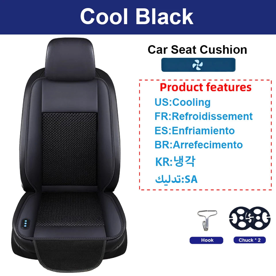 Luxury PU Leather Car Cooling Seat Cushion USB 12V/24V Universal Front Seat Cooled Cover With Fan Car Interior Seat Cooling Pad