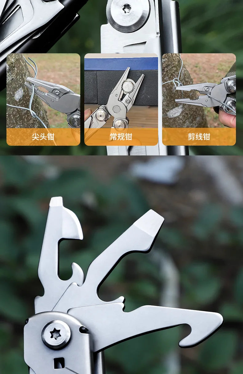 Multifunctional Folding Pliers Stainless Steel Knife Screwdriver Cutter for Outdoor Survival Camping Hunting Hiking
