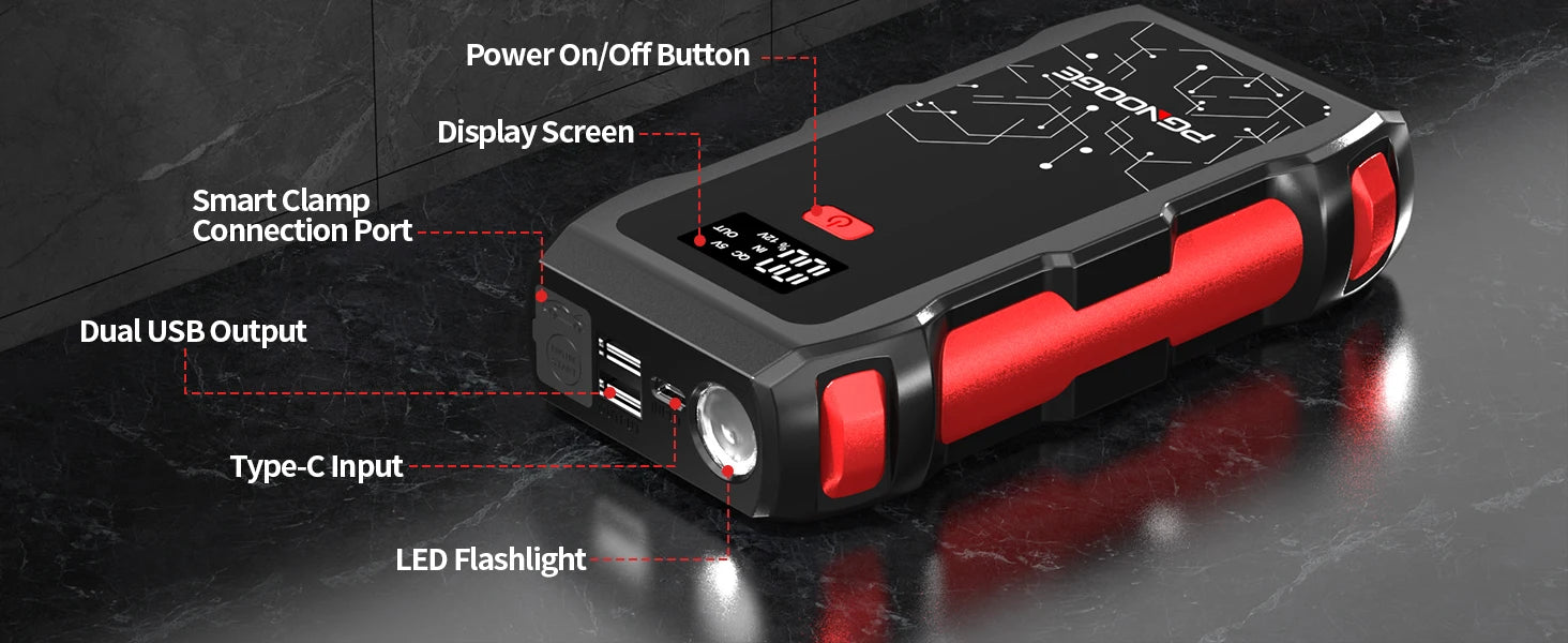 26800mAh 6000A Car Jump Starter, Car Battery Booster for All Gas and Up to 10L Diesel Engines, 12V Auto Emergency Jumper Starter